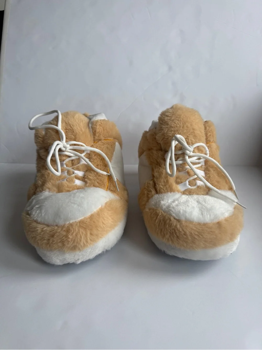 Hypebeast Plush Sneaker Slippers AJ1 Tan Red White One Size